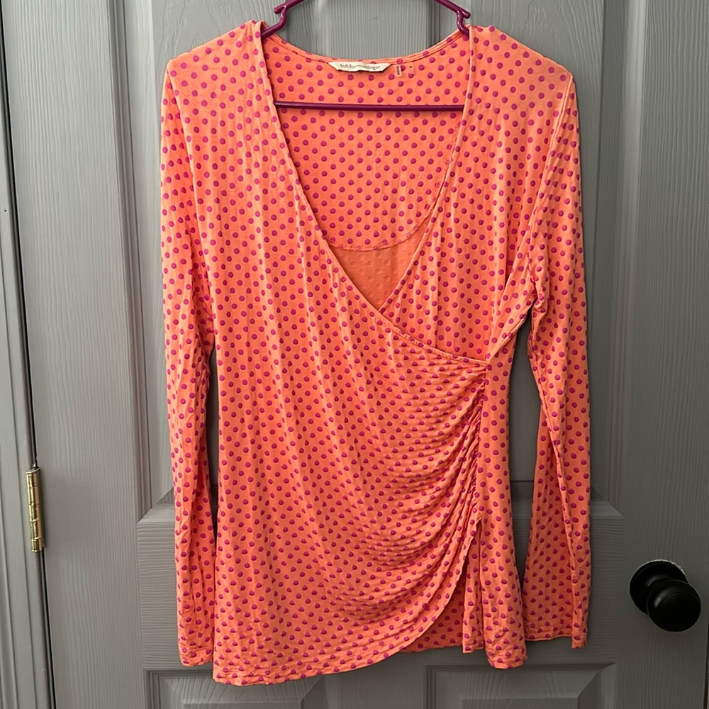 Soft Surroundings Dot Faux Wrap Long Sleeve